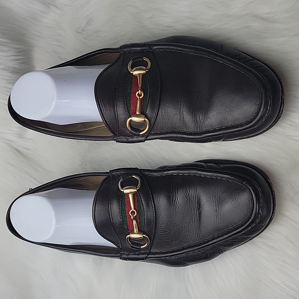 GUCCI VTG Brown Leather Horse Bit Classic Preppy Old Money Slip On Loafers 45.5B - Picture 2 of 16